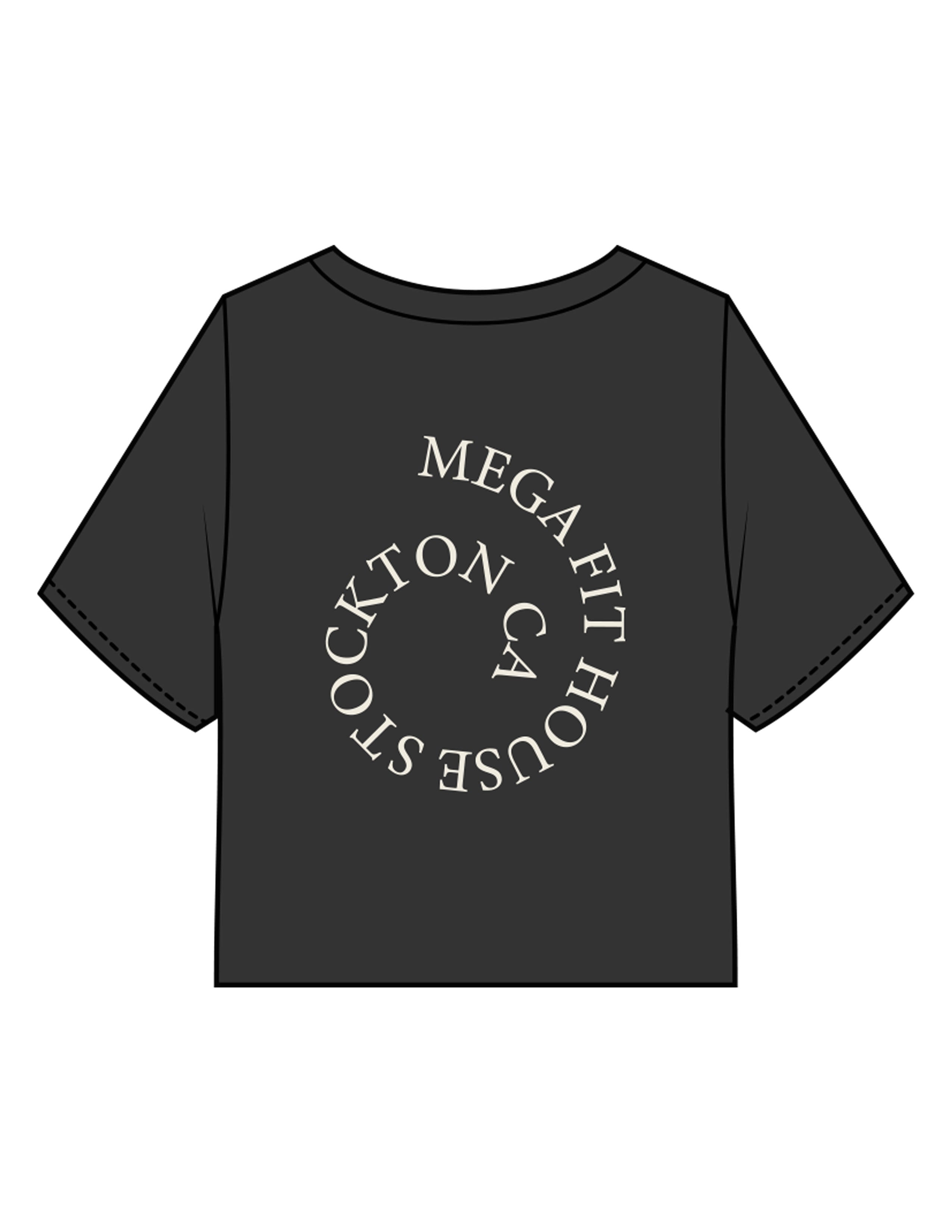 The Heavyweight Crop Tee - Washed Black - Mega Fit House - Center Chest & Back Spiral - Printed - Off White