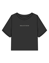 The Heavyweight Crop Tee - Washed Black - Mega Fit House - Center Chest & Back Spiral - Printed - Off White