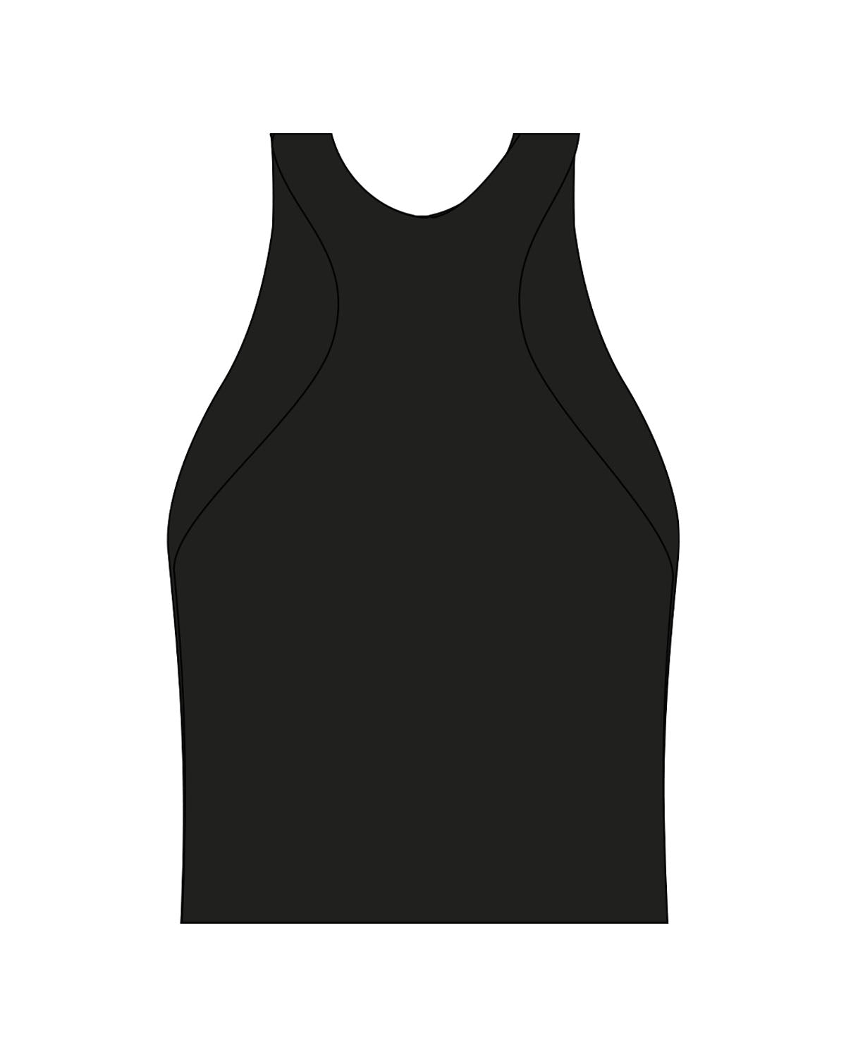 The High Neck Racer Tank - Black - Pulse 712 - Center Chest Stacked - Printed - White