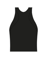 The High Neck Racer Tank - Black - Pulse 712 - Center Chest Stacked - Printed - White