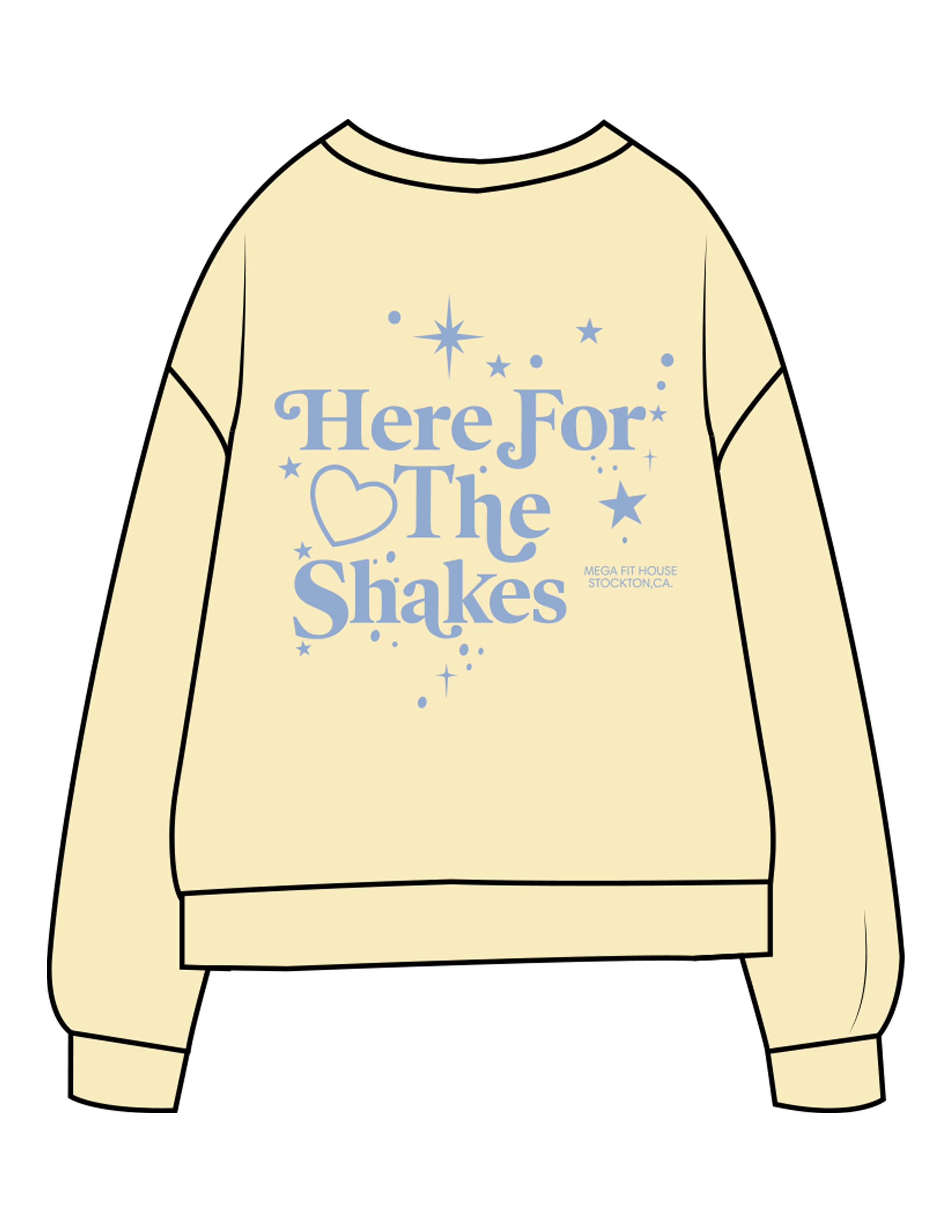 The Midweight Unisex Crewneck - Washed Yellow - Mega Fit House - Left Chest & Back Stacked - Printed - Washed Slate