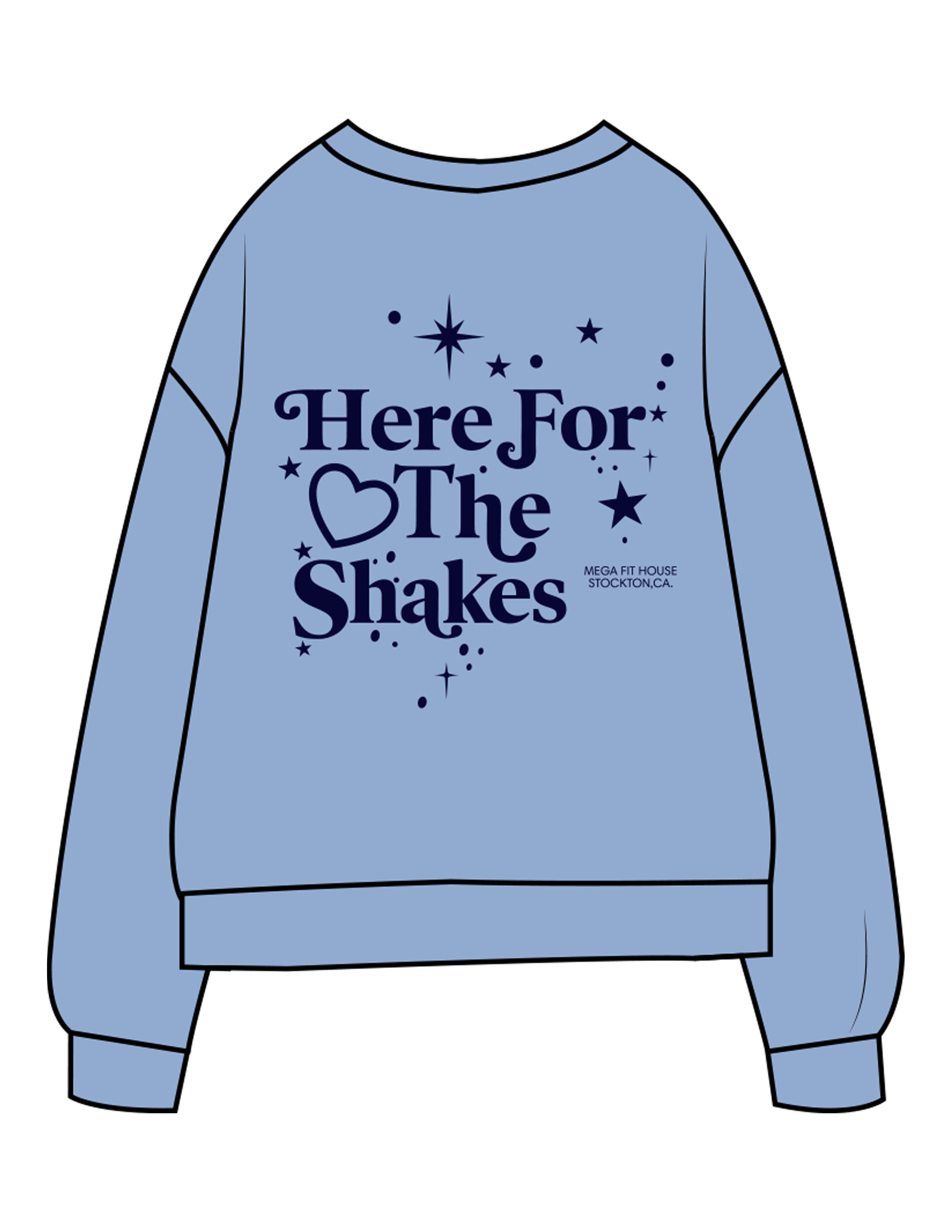 The Midweight Unisex Crewneck - Washed Slate - Mega Fit House - Left Chest & Back Stacked - Printed - Navy
