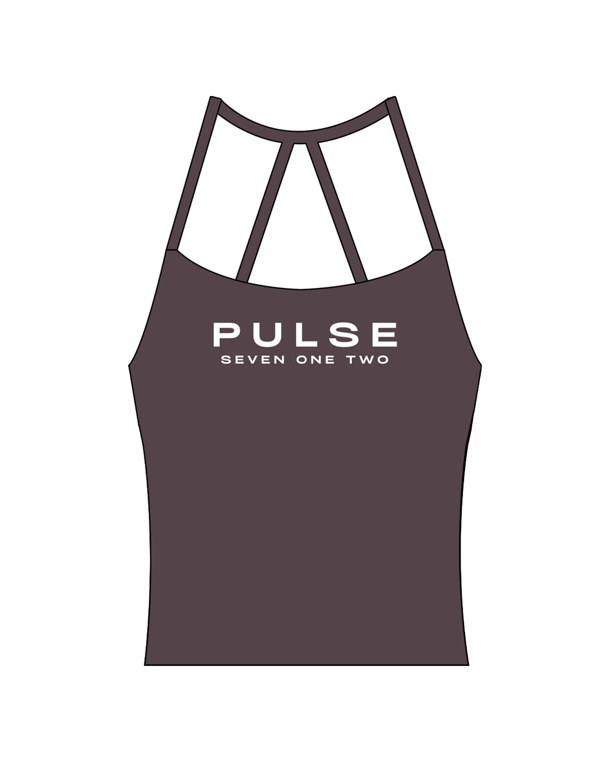 The Womens Sporty Tank - Purple - Pulse 712 - Center Chest Stacked - Printed - White