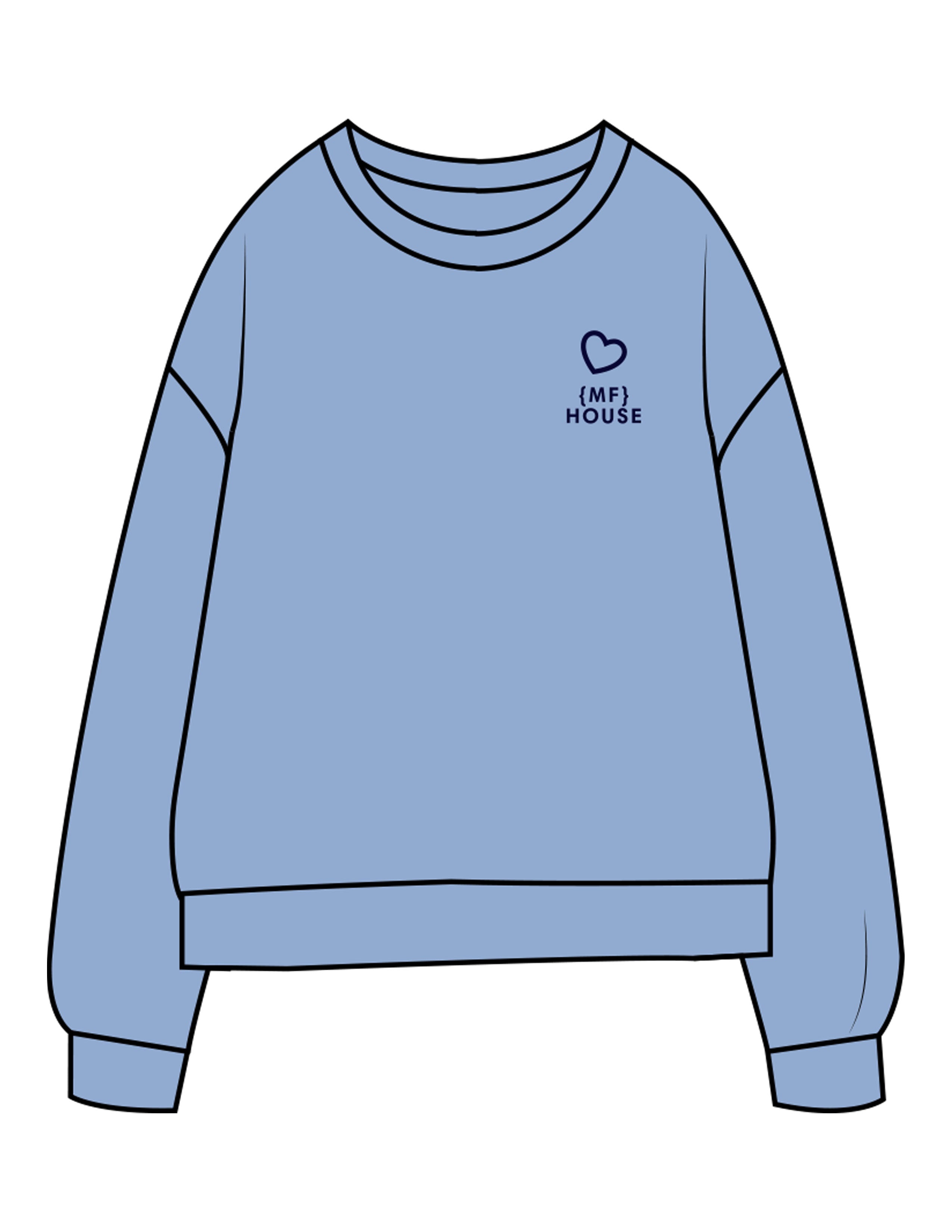 The Midweight Unisex Crewneck - Washed Slate - Mega Fit House - Left Chest & Back Stacked - Printed - Navy