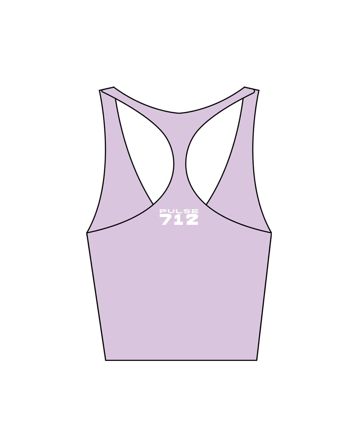 The Racer Tank - Lavender - Pulse 712 - Center Back Stacked - Printed - White