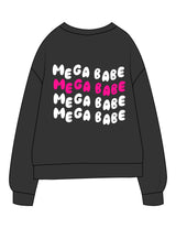 The Midweight Unisex Crewneck - Washed Black - Mega Fit House - Center Chest & Back Stacked - Printed - Full Color