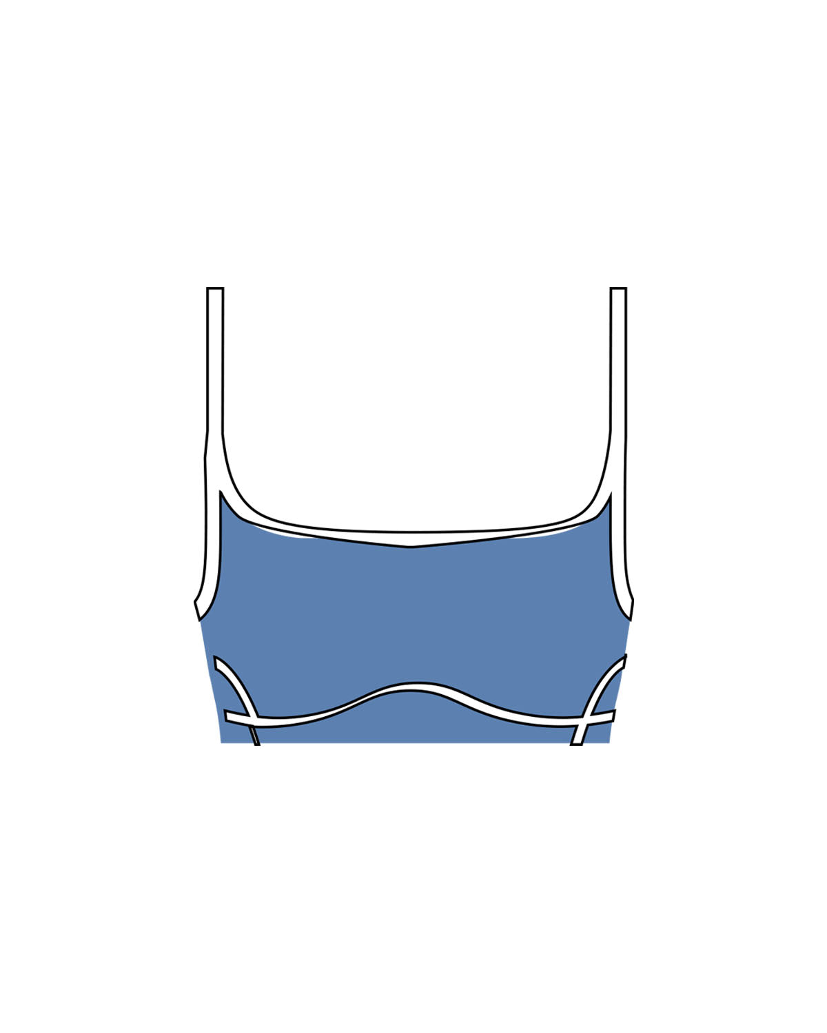 The Piped Scoop Sports Bra - Blue - Pulse 712 - Center Back Stacked - Printed - White