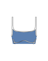 The Piped Scoop Sports Bra - Blue - Pulse 712 - Center Back Stacked - Printed - White