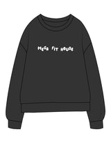 The Midweight Unisex Crewneck - Washed Black - Mega Fit House - Center Chest & Back Stacked - Printed - Full Color