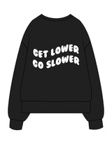 The Womens Heavyweight Crewneck - Black - Mega Fit House - Left Chest & Back Stack Wavy - Printed - White