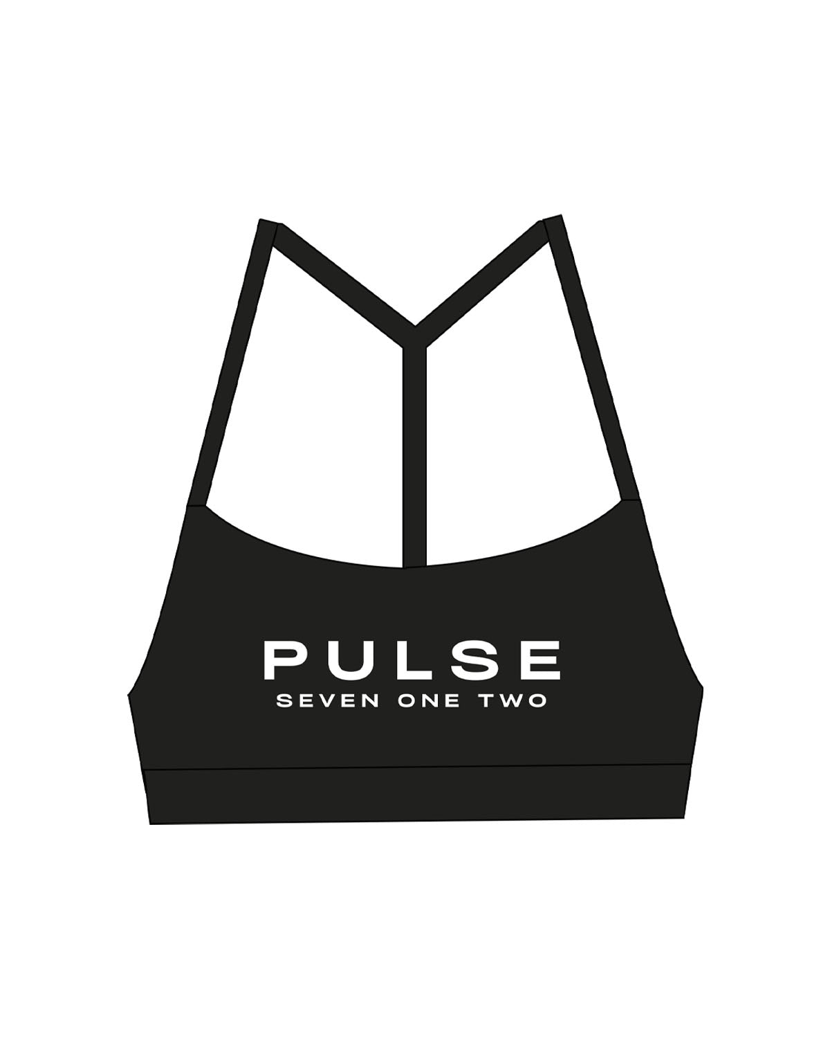 The Basic Bra - Black - Pulse 712 - Center Chest Stacked - Printed - White