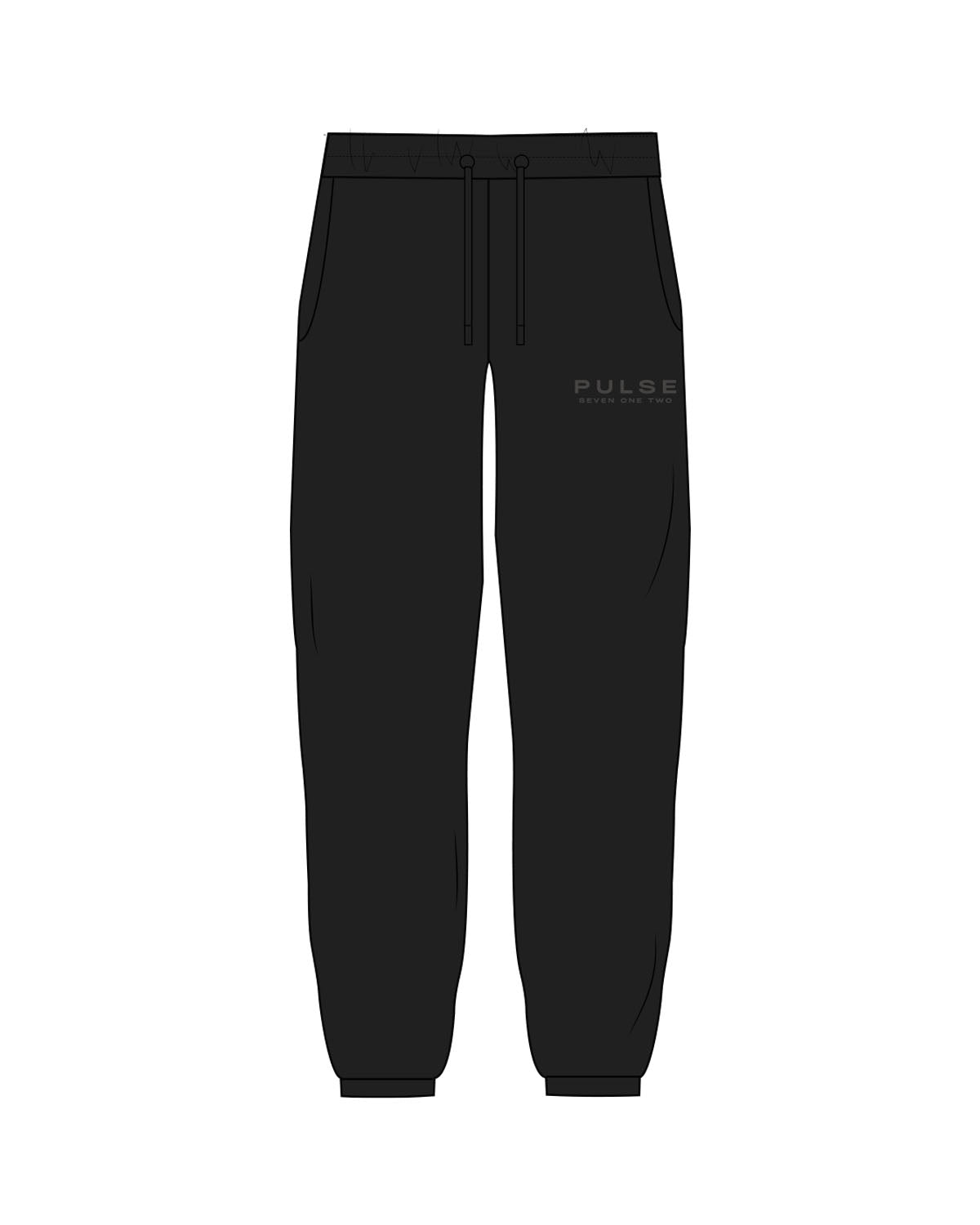 The Womens Classic Sweatpants - Black - Pulse 712 - Left Leg Stacked - Printed - Charcoal