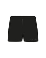 The Womens Sweat Shorts - Black - Pulse 712 - Bottom Left Leg Stacked - Printed - Charcoal