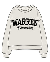 The Womens Crewneck - Washed Bone - Warren - Center Chest Stacked "Cheerleading" - Printed - Black