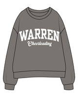The Womens Crewneck - Washed Gray - Warren - Center Chest Stacked "Cheerleading" - Printed - White