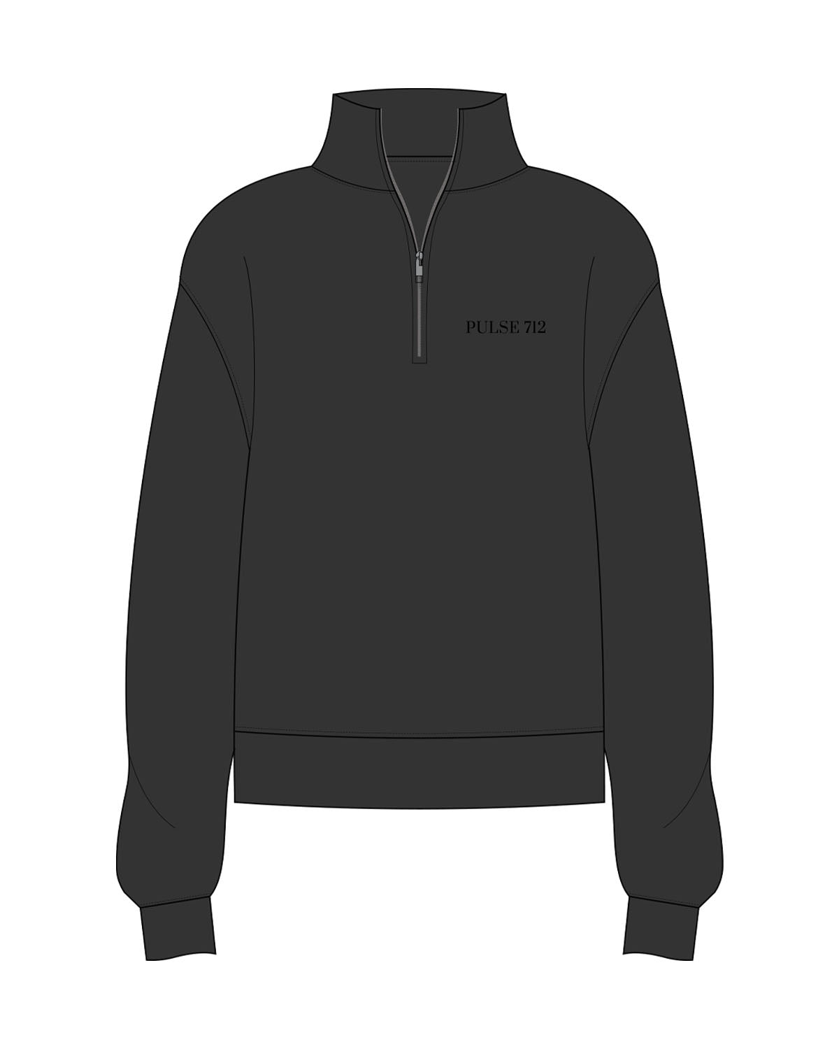 The Womens 1/4 Zip - Washed Black - Pulse 712 - Left Chest - Embroidered - Black