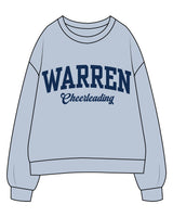 The Womens Crewneck - Powder - Warren - Center Chest Stacked "Cheerleading" - Printed - Navy