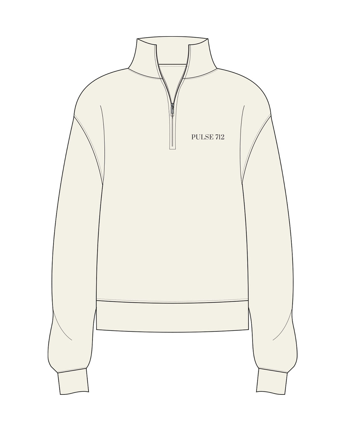 The Womens 1/4 Zip - Off White - Pulse 712 - Left Chest - Embroidered - Washed Black