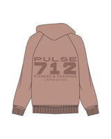 The Womens Hoodie - Clay - Pulse 712 - Left Chest Stacked & Center Back Stacked - Printed - Tone on Tone