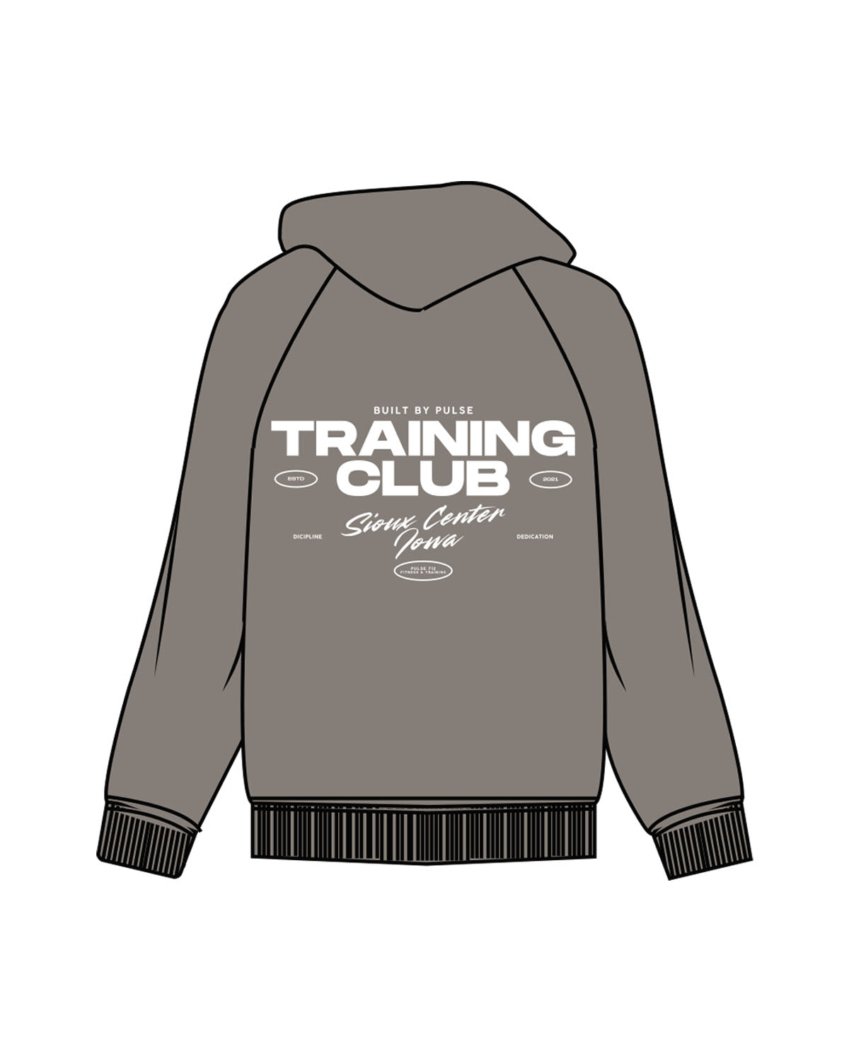 The Womens Zip Hoodie - Washed Gray - Pulse 712 - Center Chest & Center Back Stacked Logo "SIOUX CENTER" - Printed - White