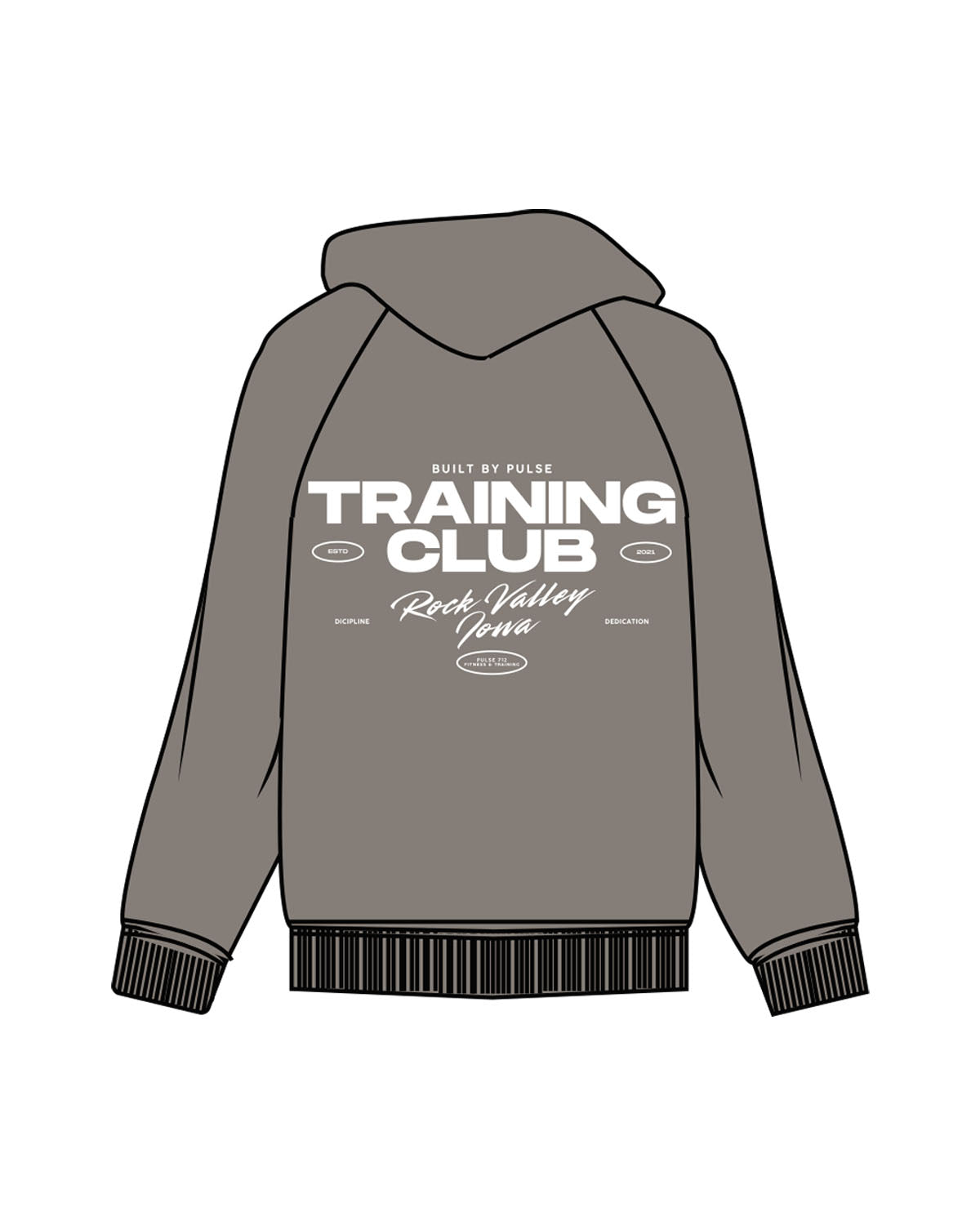 The Womens Zip Hoodie - Washed Gray - Pulse 712 - Center Chest & Center Back Stacked Logo "ROCK VALLEY" - Printed - White