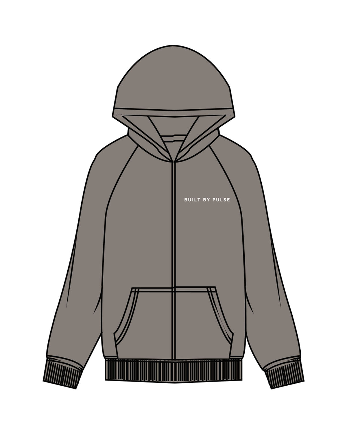 The Womens Zip Hoodie - Washed Gray - Pulse 712 - Center Chest & Center Back Stacked Logo "ROCK VALLEY" - Printed - White