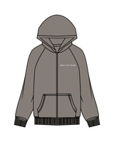 The Womens Zip Hoodie - Washed Gray - Pulse 712 - Center Chest & Center Back Stacked Logo "SIOUX CENTER" - Printed - White