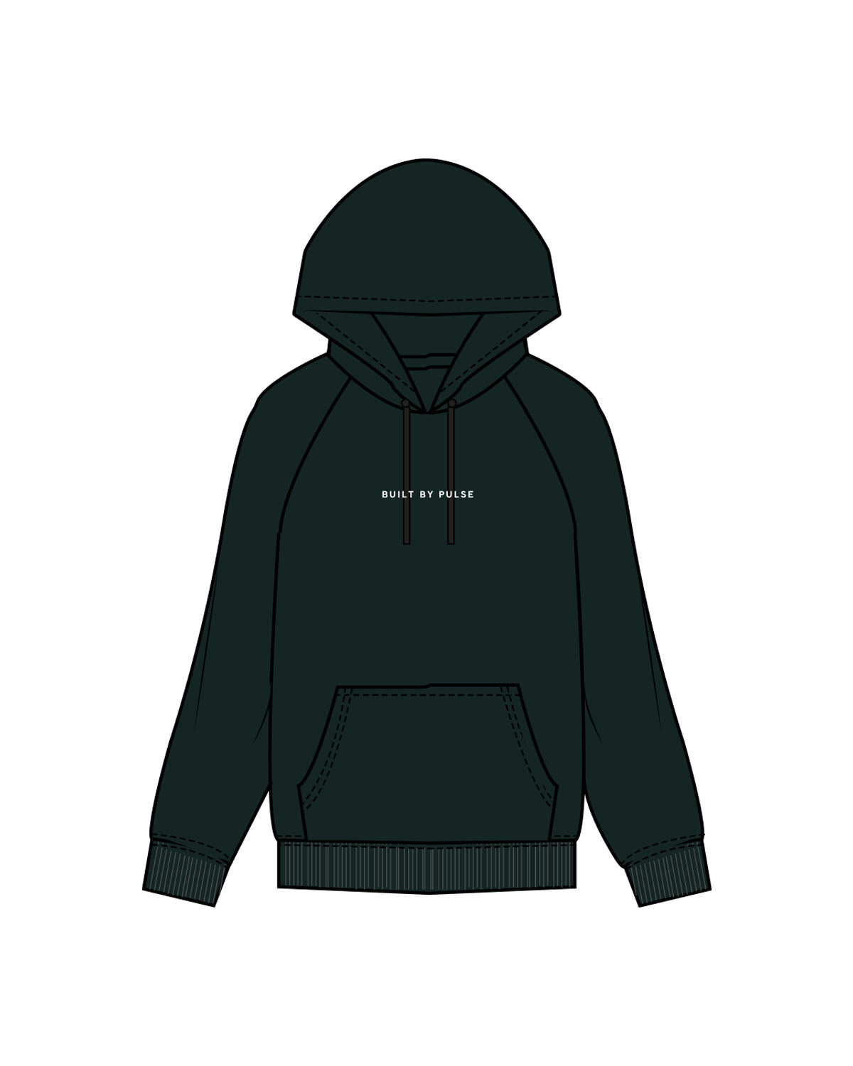The Womens Heavyweight Hoodie - Pine Green - Pulse 712 - Center Chest & Center Back Stacked Logo "ROCK VALLEY" - Printed - Washed Bone