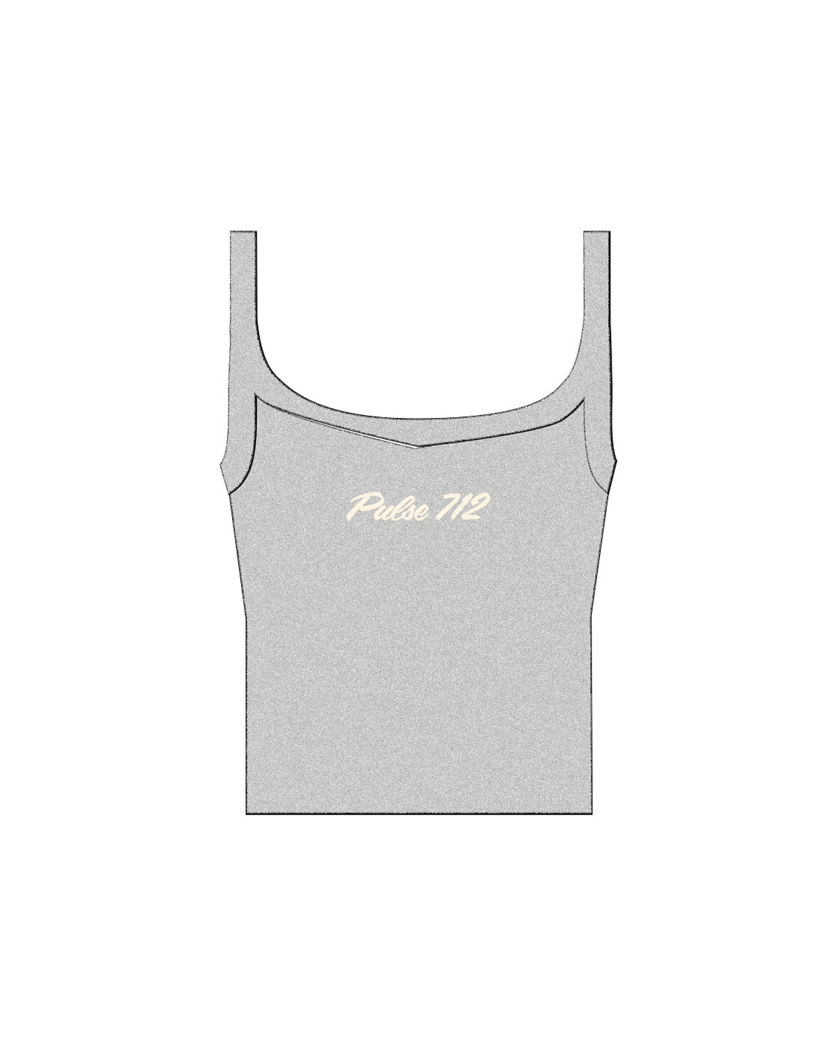The Micro Rib Strappy Crop Tank - Heather - Pulse 712 - Center Chest - Printed - Off White