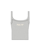 The Micro Rib Strappy Crop Tank - Heather - Pulse 712 - Center Chest - Printed - Off White