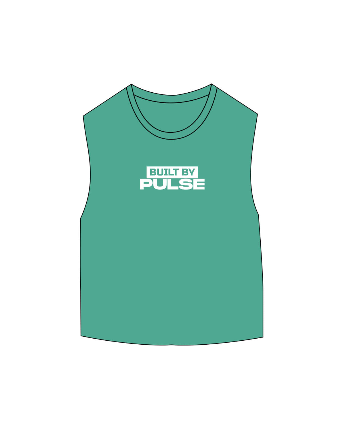 The Micro Rib Basic Crop Tank - Apple - Pulse 712 - Center Chest Stacked - Printed - White