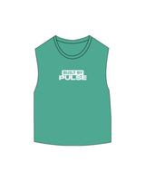 The Micro Rib Basic Crop Tank - Apple - Pulse 712 - Center Chest Stacked - Printed - White