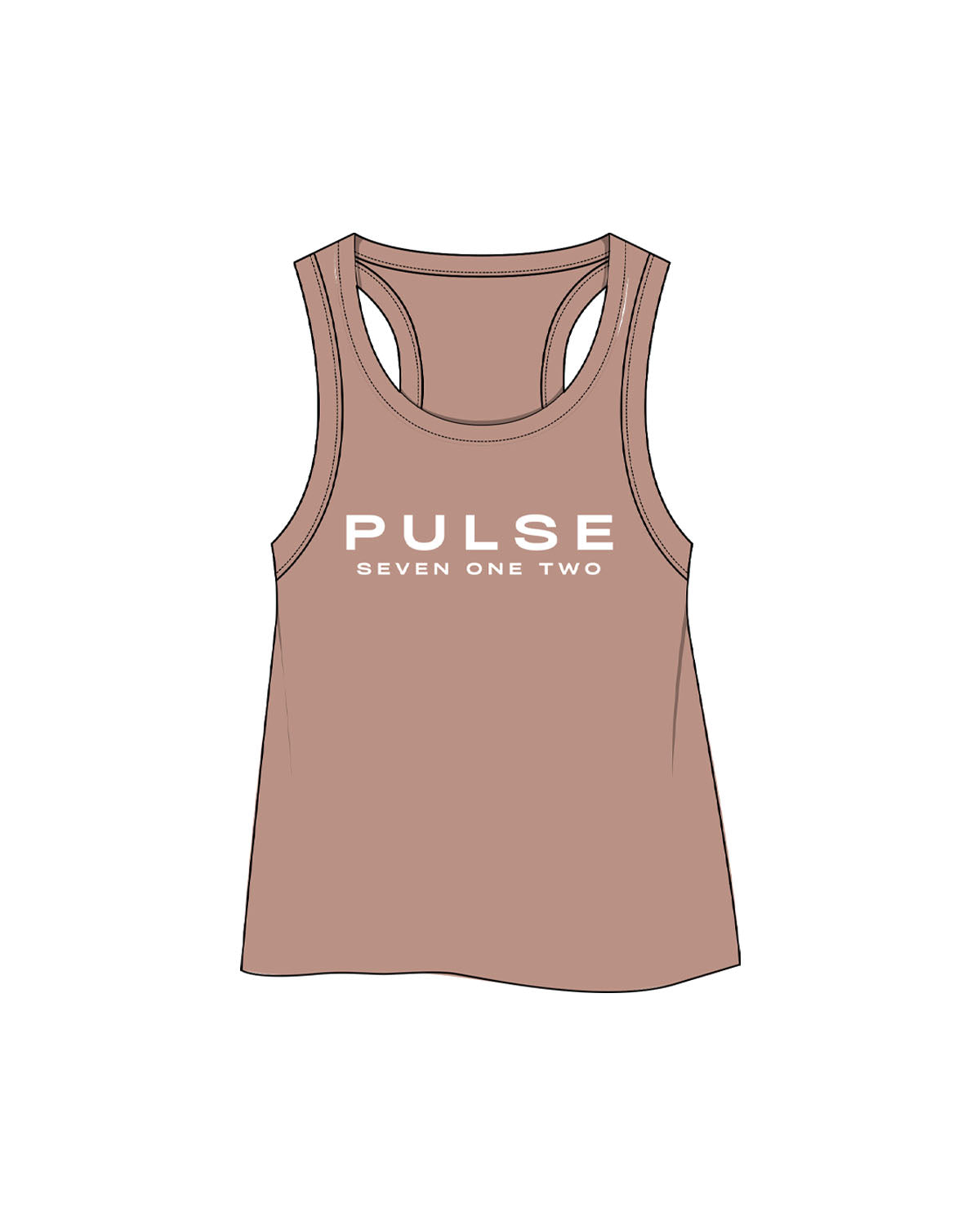 The Crop Tank - Clay - Pulse 712 - Center Chest Stacked - Printed - White