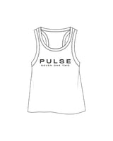The Crop Tank - White - Pulse 712 - Center Chest Stacked - Printed - Charcoal