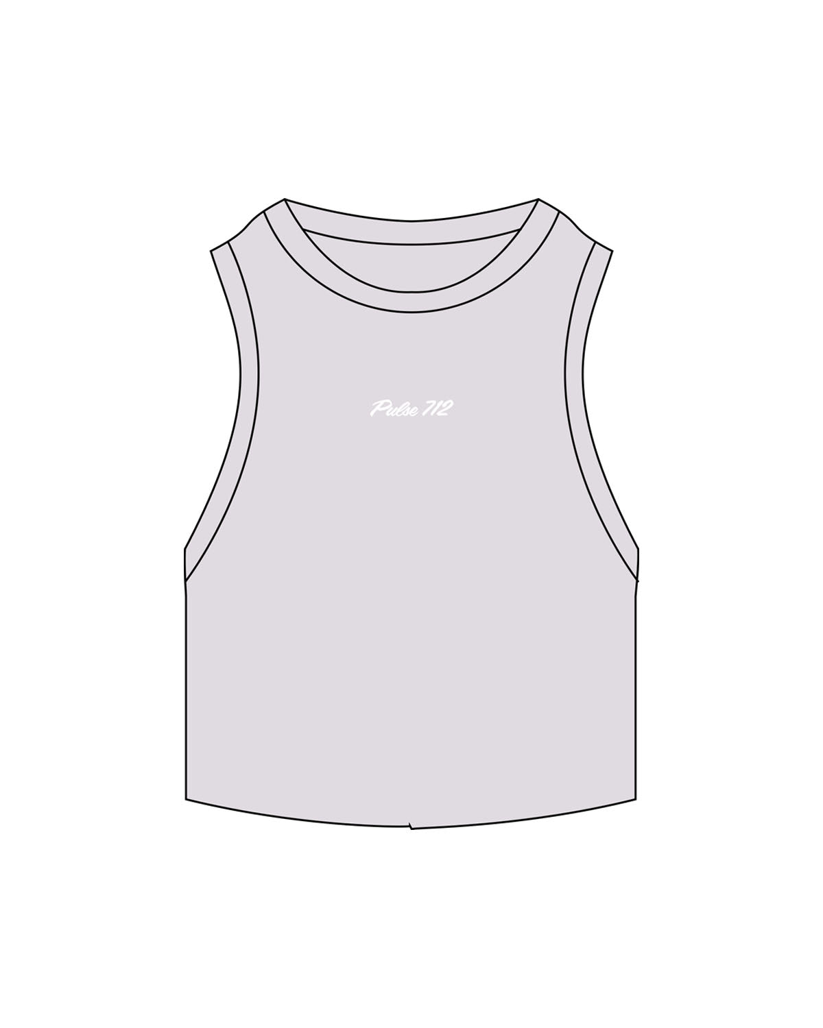 The Ribbed Crop Tank - Orchid - Pulse 712 - Center Chest - Embroidered - White
