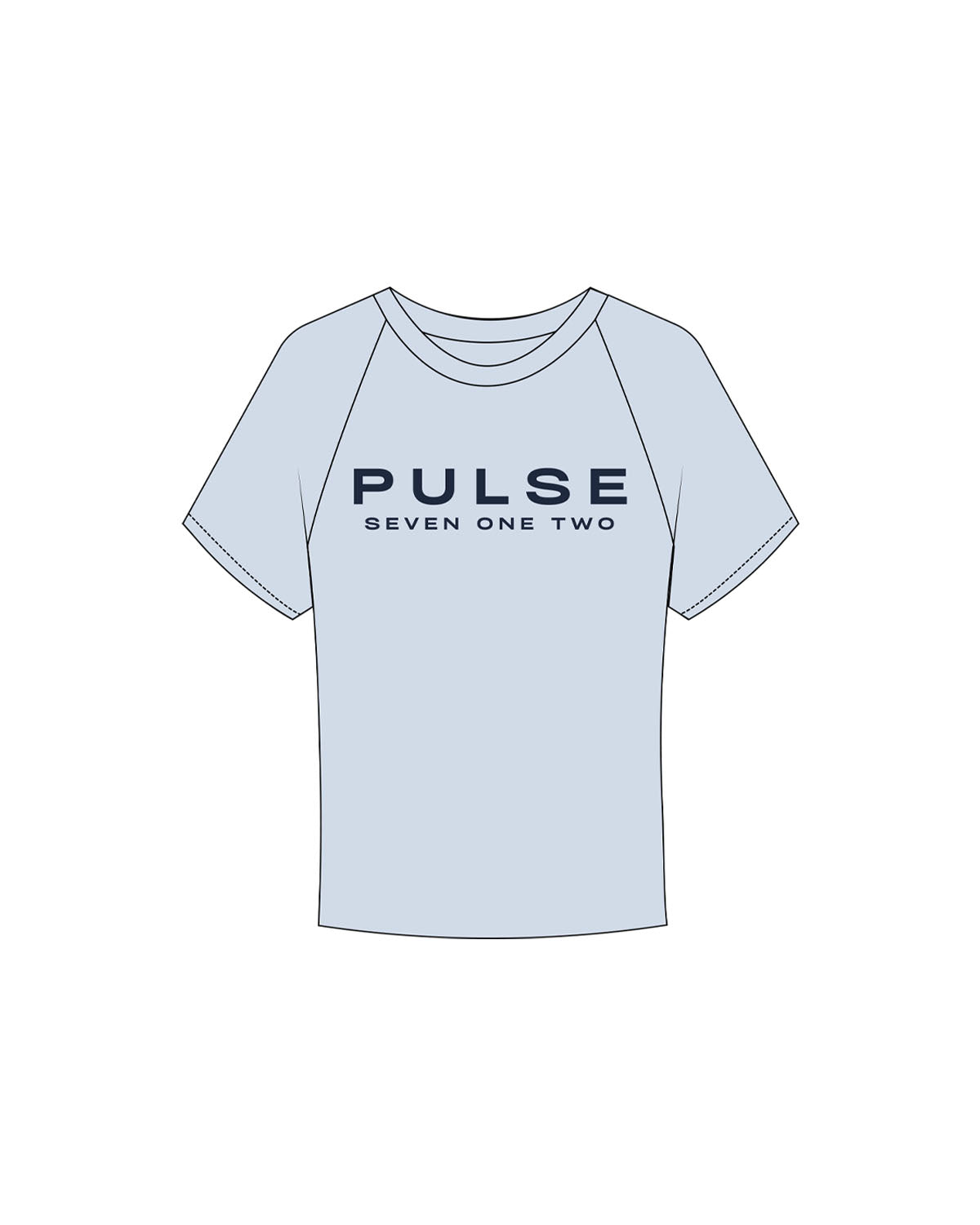 The Micro Rib Baby Tee - Baby Blue - Pulse 712 - Center Chest Stacked - Printed - Navy