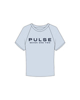 The Micro Rib Baby Tee - Baby Blue - Pulse 712 - Center Chest Stacked - Printed - Navy