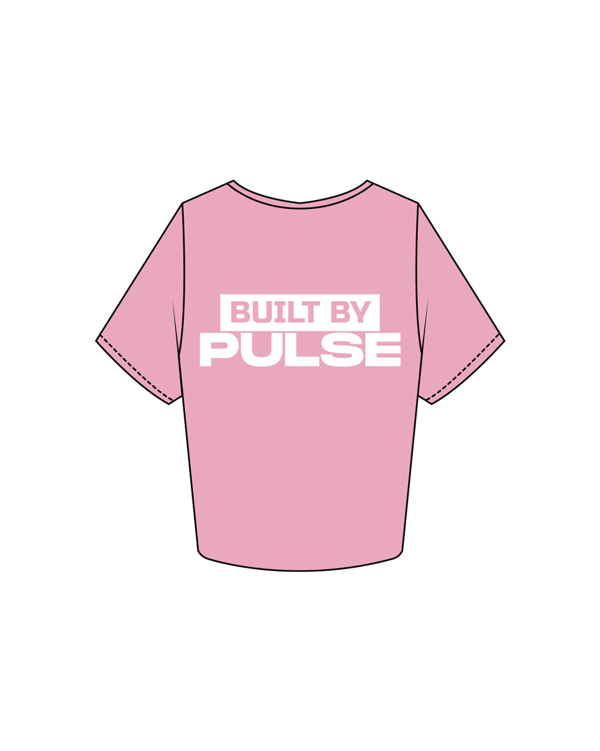 The Crop Tee - Bubblegum - Pulse 712 - Center Back Stacked - Printed - White