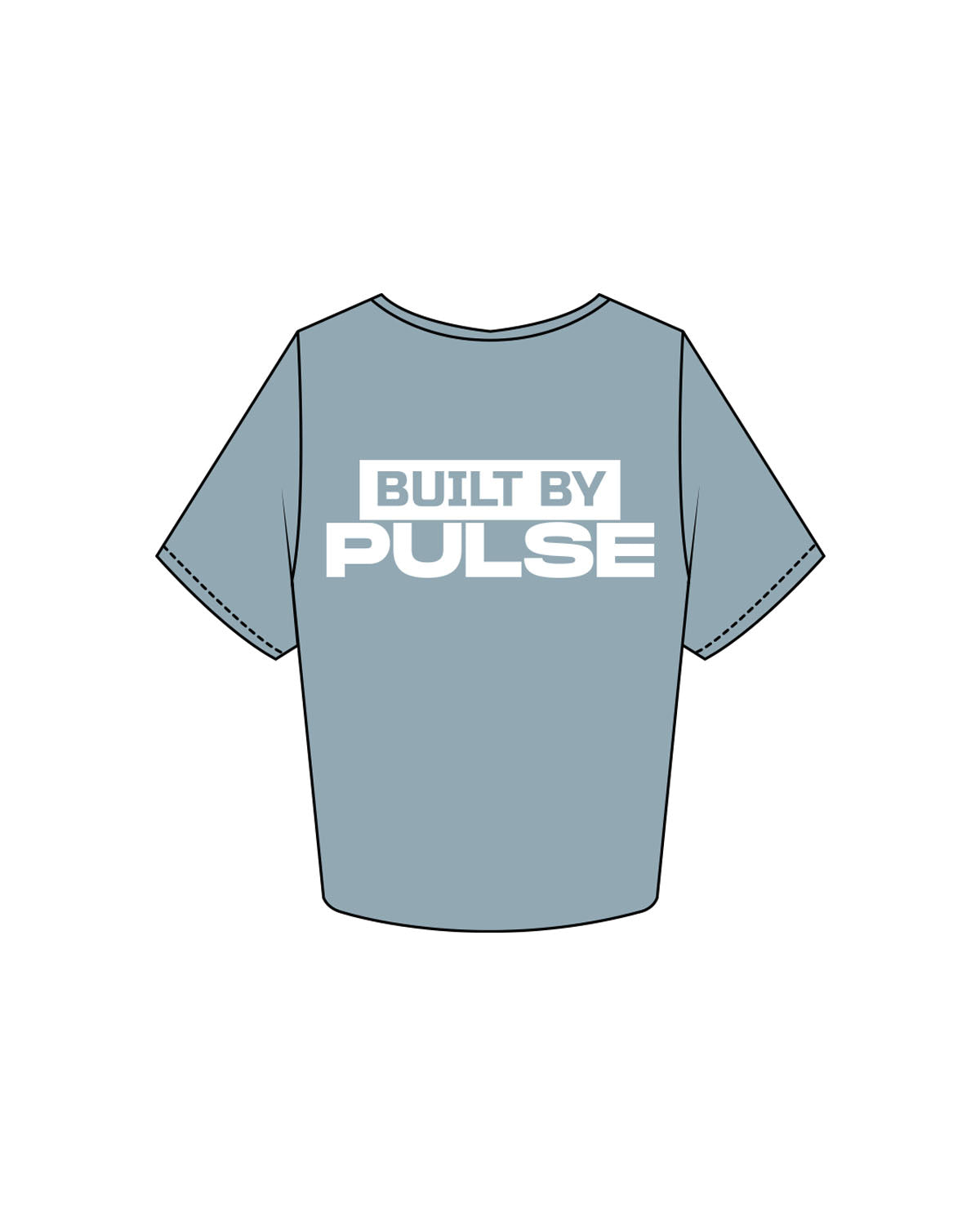 The Crop Tee - Mineral - Pulse 712 - Center Back Stacked - Printed - White