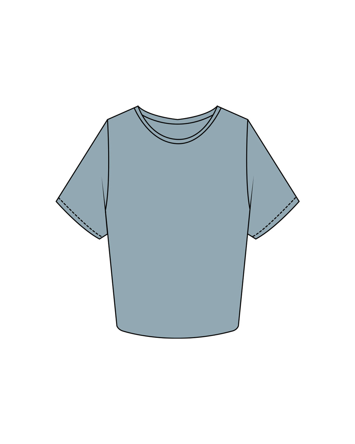 The Crop Tee - Mineral - Pulse 712 - Center Back Stacked - Printed - White