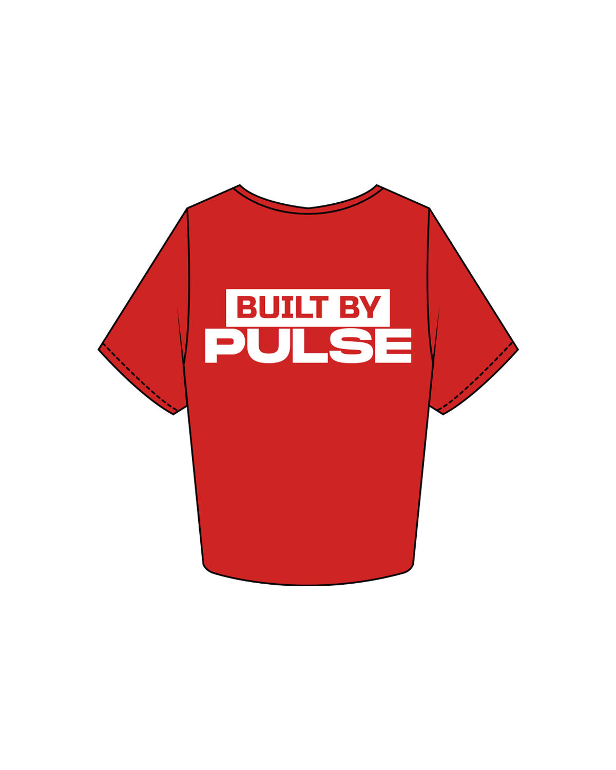 The Crop Tee - Red - Pulse 712 - Center Back Stacked - Printed - White