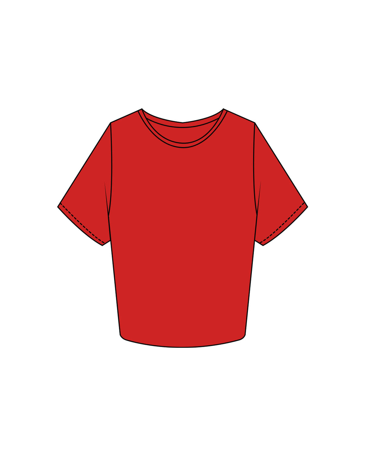 The Crop Tee - Red - Pulse 712 - Center Back Stacked - Printed - White