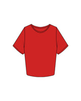 The Crop Tee - Red - Pulse 712 - Center Back Stacked - Printed - White