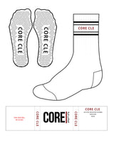 The Crew Sock - White - Core CLE - Bottom Lining & Triangle Grip - Full Color