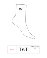 The 3/4 Crew Sock - White - The Willow Tree - Top Logo "TWT" - Embroidered - Black