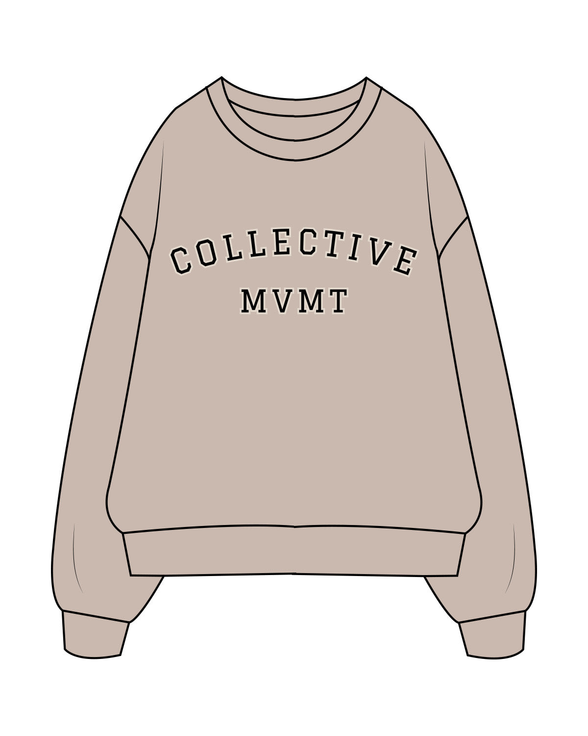 The Mens Crewneck - Bone - Collective Movement - Center Chest Stacked - Full Color