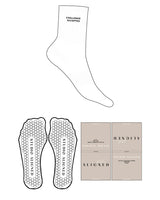 The 3/4 Crew Sock - White - Ankle - Text - Embroidered - Black - Hexagon Grip - Black