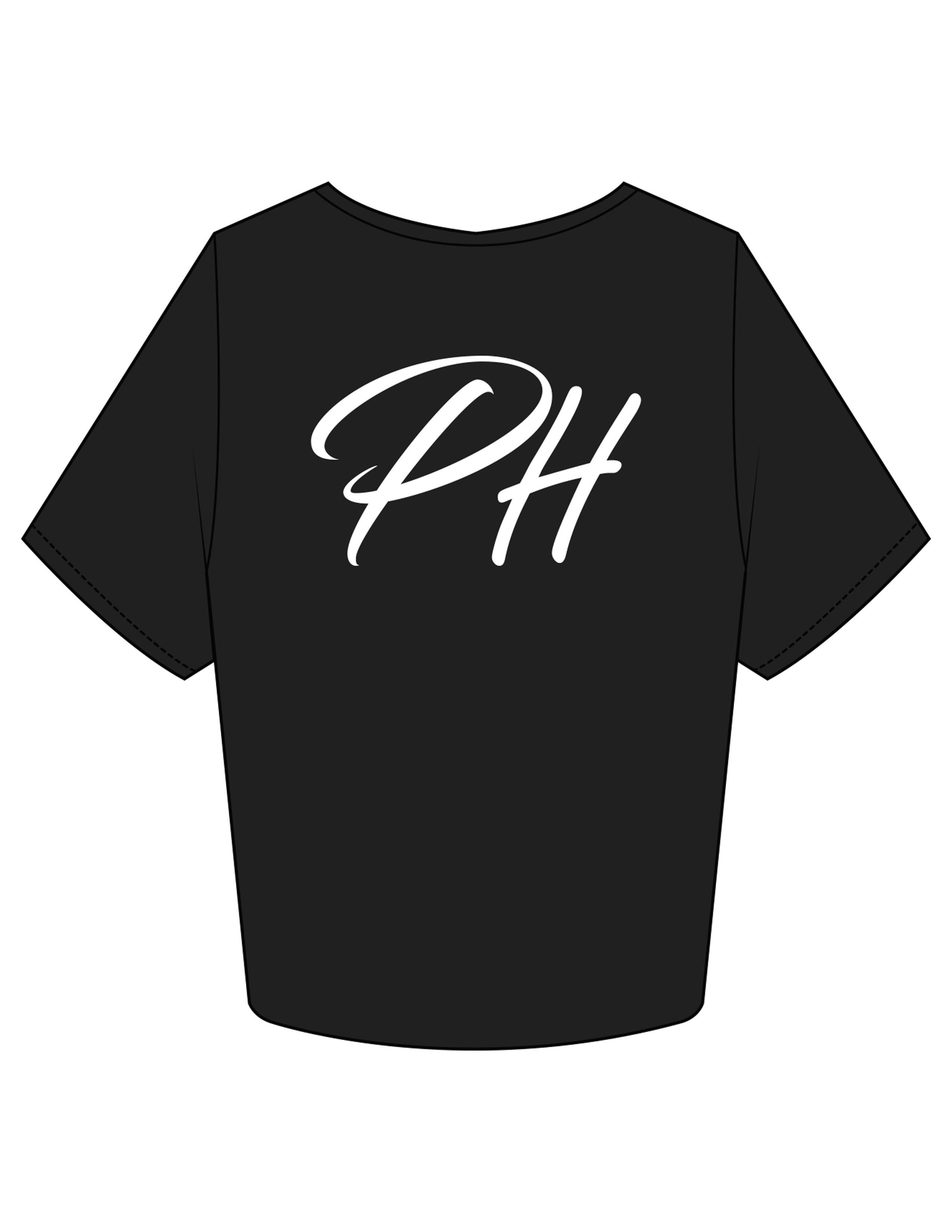 The Crop Tee - Black - Powerhaus Lagree - Center Chest & Back "PH" - Printed - White