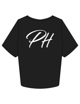 The Crop Tee - Black - Powerhaus Lagree - Center Chest & Back "PH" - Printed - White