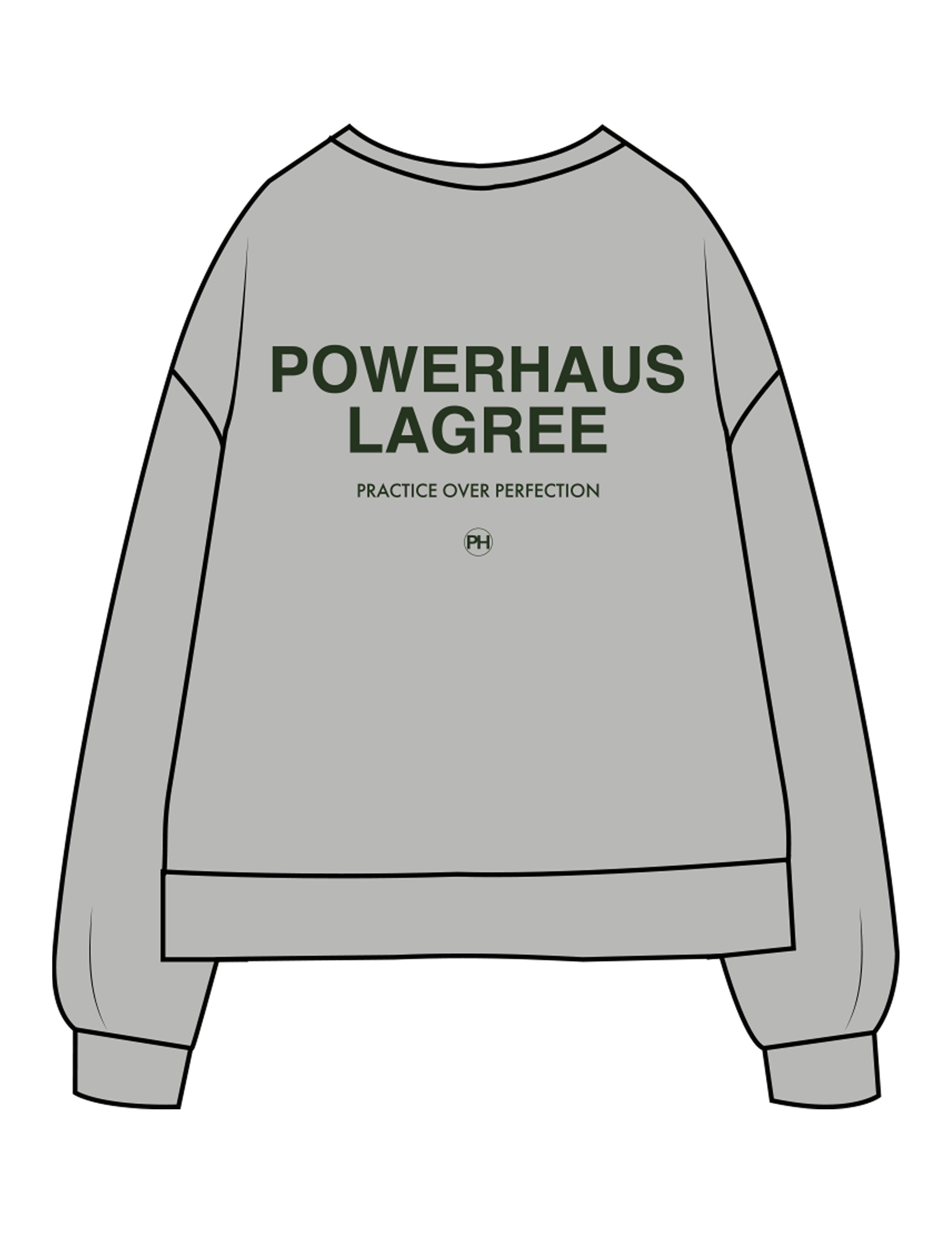The Recycled Unisex Crewneck - Heather - Powerhaus Lagree - Center Chest & Back Stacked - Printed - Green